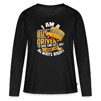 Bus - Frauen Premium Bio Langarmshirt - Schwarz - Vorne - Julia (174cm)