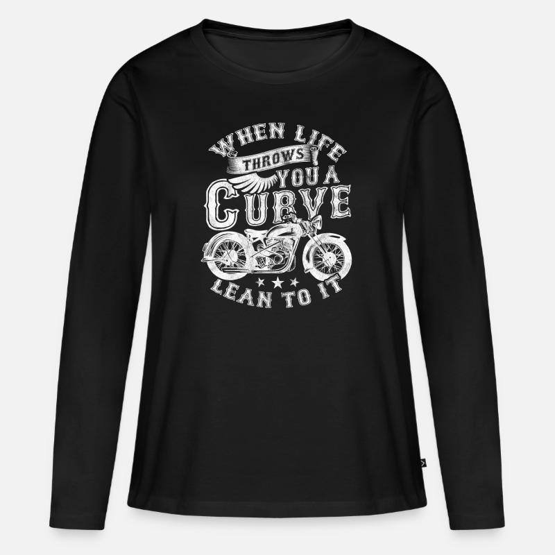 Motorrad - Frauen Premium Bio Langarmshirt - Schwarz