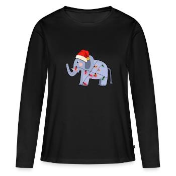 Noël laid d'éléphant - T-shirt manches longues Premium bio Femme - noir - Devant - Julia (174cm)