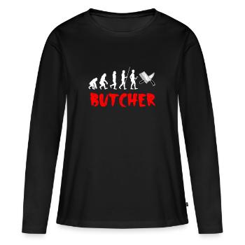 Metzger - Frauen Premium Bio Langarmshirt - Schwarz - Vorne - Julia (174cm)