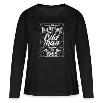 1966 année de naissance né en cadeau de papy Bursdag - T-shirt manches longues Premium bio Femme - noir - Devant - Julia (174cm)