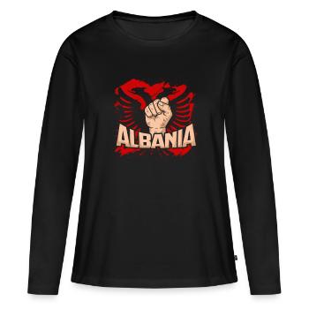Drapeau Albanais Albanie Kosovo Tirana Shqiptar - T-shirt manches longues Premium bio Femme - noir - Devant - Julia (174cm)