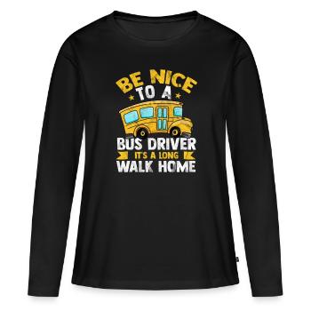 Bus - Frauen Premium Bio Langarmshirt - Schwarz - Vorne - Julia (174cm)