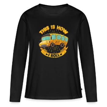Bus - Frauen Premium Bio Langarmshirt - Schwarz - Vorne - Julia (174cm)