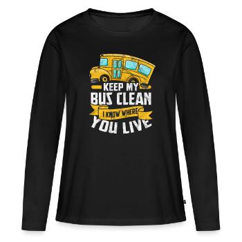 Bus - Frauen Premium Bio Langarmshirt - Schwarz - Vorne - Julia (174cm)