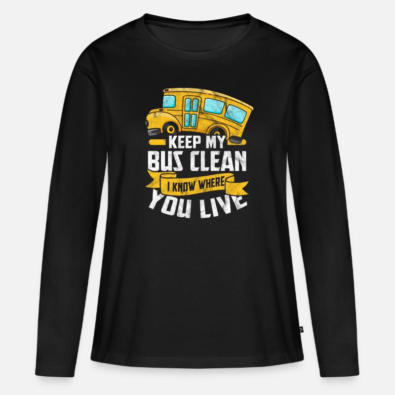 Bus - Frauen Premium Bio Langarmshirt - Schwarz