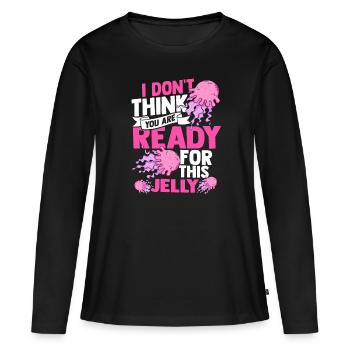 La méduse - T-shirt manches longues Premium bio Femme - noir - Devant - Julia (174cm)