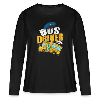 Busfahrer Beruf Omnibus Bushaltestelle Fernbus - Frauen Premium Bio Langarmshirt - Schwarz - Vorne - Julia (174cm)