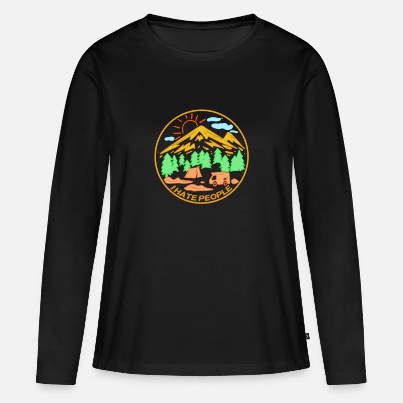 Ich hasse Menschen - Frauen Premium Bio Langarmshirt - Schwarz