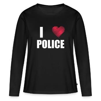 police - T-shirt manches longues Premium bio Femme - noir - Devant - Julia (174cm)