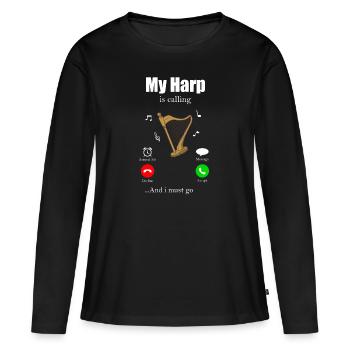 Harfe - Frauen Premium Bio Langarmshirt - Schwarz - Vorne - Julia (174cm)