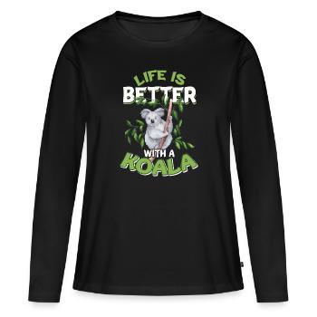Koala - Frauen Premium Bio Langarmshirt - Schwarz - Vorne - Julia (174cm)