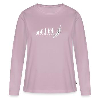 Pilote - T-shirt manches longues Premium bio Femme - rose poudré - Devant - Julia (174cm)