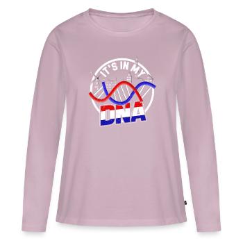 Pays-Bas - T-shirt manches longues Premium bio Femme - rose poudré - Devant - Julia (174cm)