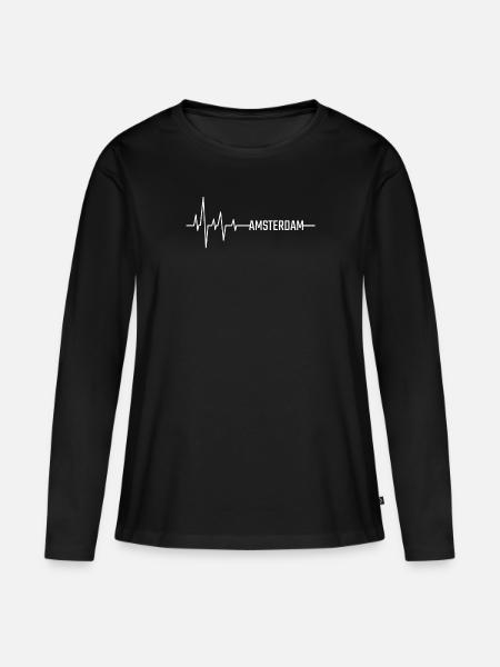 Amsterdam - Frauen Premium Bio Langarmshirt - Schwarz