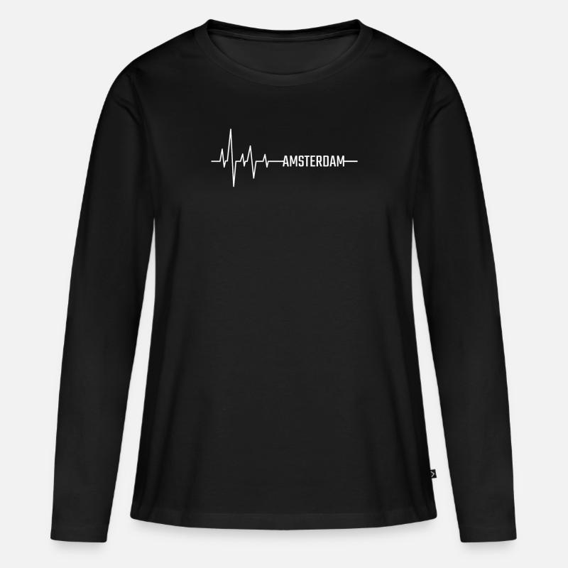 Amsterdam - Frauen Premium Bio Langarmshirt - Schwarz