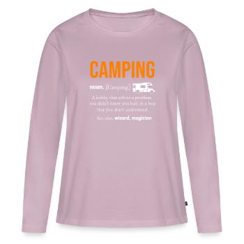 Caravane Camping Scout Caravan - T-shirt manches longues Premium bio Femme - rose poudré - Devant - Julia (174cm)
