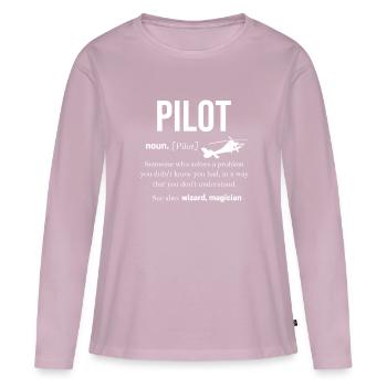 Pilote - T-shirt manches longues Premium bio Femme - rose poudré - Devant - Julia (174cm)