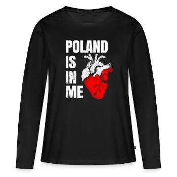 Pologne - T-shirt manches longues Premium bio Femme - noir - Devant - Julia (174cm)