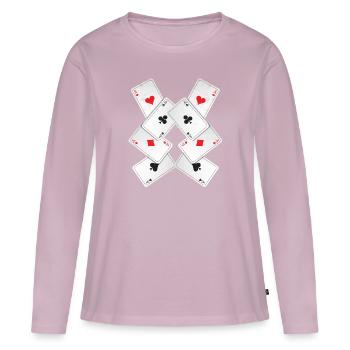 Poker Blackjack Cartes Royal Flush Gambling Casino - T-shirt manches longues Premium bio Femme - rose poudré - Devant - Julia (174cm)