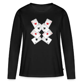 Poker Blackjack Cartes Royal Flush Gambling Casino - T-shirt manches longues Premium bio Femme - noir - Devant - Julia (174cm)