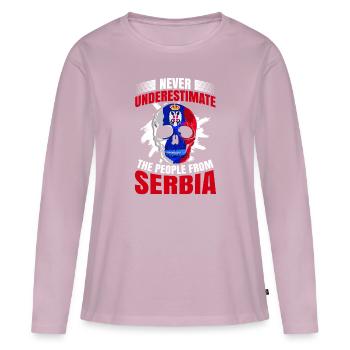 Serbie Tshirt Yougoslavie Belgrade Tito cadeau - T-shirt manches longues Premium bio Femme - rose poudré - Devant - Julia (174cm)