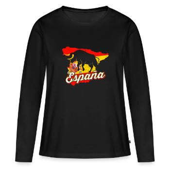 Spanien - Frauen Premium Bio Langarmshirt - Schwarz - Vorne - Julia (174cm)