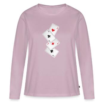 Poker - T-shirt manches longues Premium bio Femme - rose poudré - Devant - Julia (174cm)