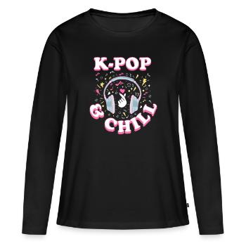 K-Pop - Frauen Premium Bio Langarmshirt - Schwarz - Vorne - Julia (174cm)