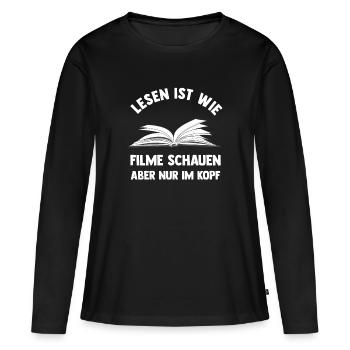 Buch - Frauen Premium Bio Langarmshirt - Schwarz - Vorne - Julia (174cm)