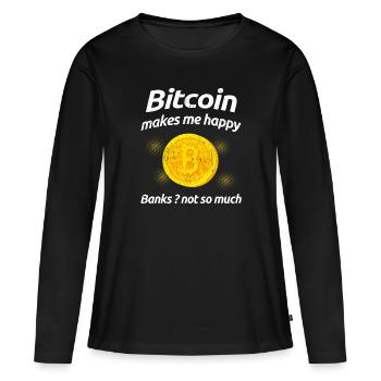 Bitcoin - T-shirt manches longues Premium bio Femme - noir - Devant - Julia (174cm)