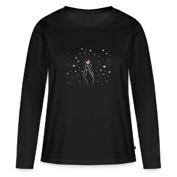 K-pop Koreanischer Pop Manga Bubble Tea Kawaii Pop - Frauen Premium Bio Langarmshirt - Schwarz - Vorne - Julia (174cm)