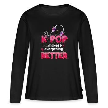 K-Pop - Frauen Premium Bio Langarmshirt - Schwarz - Vorne - Julia (174cm)
