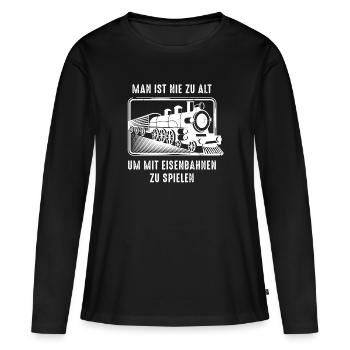 Modelleisenbahn - Frauen Premium Bio Langarmshirt - Schwarz - Vorne - Julia (174cm)