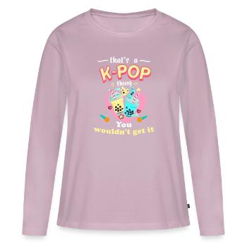 K-Pop - T-shirt manches longues Premium bio Femme - rose poudré - Devant - Julia (174cm)