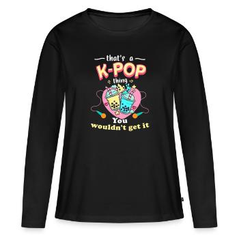 K-Pop - T-shirt manches longues Premium bio Femme - noir - Devant - Julia (174cm)