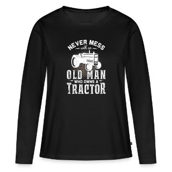 Traktor - Frauen Premium Bio Langarmshirt - Schwarz - Vorne - Julia (174cm)