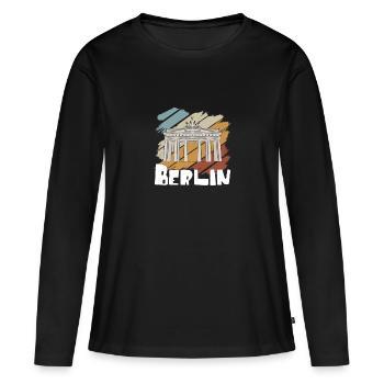 Berlin - T-shirt manches longues Premium bio Femme - noir - Devant - Julia (174cm)