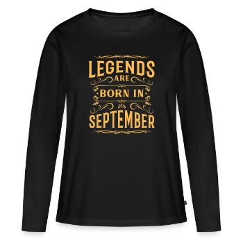 Septembre anniversaire anniversaire de bursdag anniversaire - T-shirt manches longues Premium bio Femme - noir - Devant - Julia (174cm)