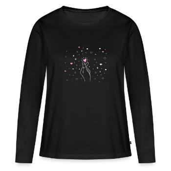 K-Pop - T-shirt manches longues Premium bio Femme - noir - Devant - Julia (174cm)