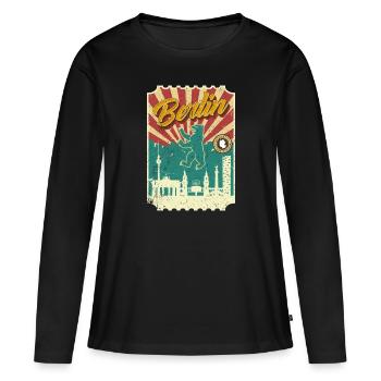 Berlin - T-shirt manches longues Premium bio Femme - noir - Devant - Julia (174cm)