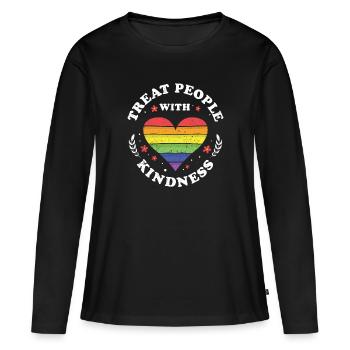 LGBT - T-shirt manches longues Premium bio Femme - noir - Devant - Julia (174cm)