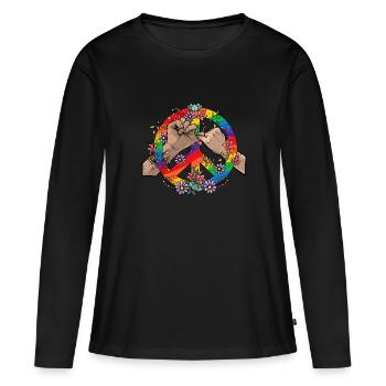LGBT - T-shirt manches longues Premium bio Femme - noir - Devant - Julia (174cm)