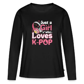 K-Pop - T-shirt manches longues Premium bio Femme - noir - Devant - Julia (174cm)