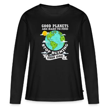 Protection du climat Changement climatique Crise climatique Écologie - T-shirt manches longues Premium bio Femme - noir - Devant - Julia (174cm)