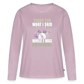 Batteries - T-shirt manches longues Premium bio Femme - rose poudré - Devant - Julia (174cm)