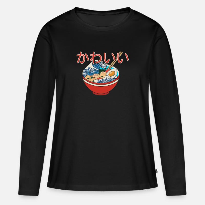 Ramen - Frauen Premium Bio Langarmshirt - Schwarz