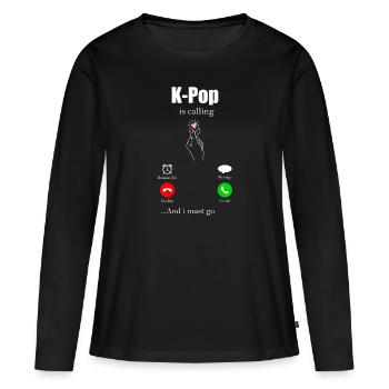 K-Pop - Frauen Premium Bio Langarmshirt - Schwarz - Vorne - Julia (174cm)
