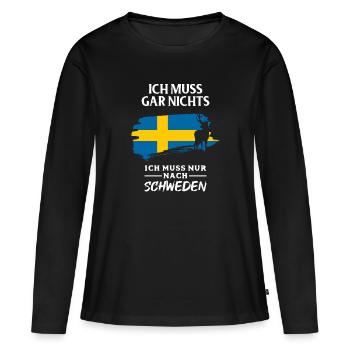 Schweden - Frauen Premium Bio Langarmshirt - Schwarz - Vorne - Julia (174cm)