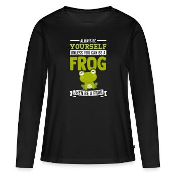 Grenouille Tshirt Crapaud Têtard Grenouille Arboricole Grenouille - T-shirt manches longues Premium bio Femme - noir - Devant - Julia (174cm)